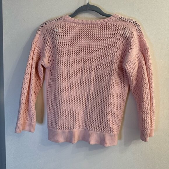 Crewcut JCrew Youth Girls Pink Pullover Crotchet Knit Sweater Size 12 - Picture 3 of 3